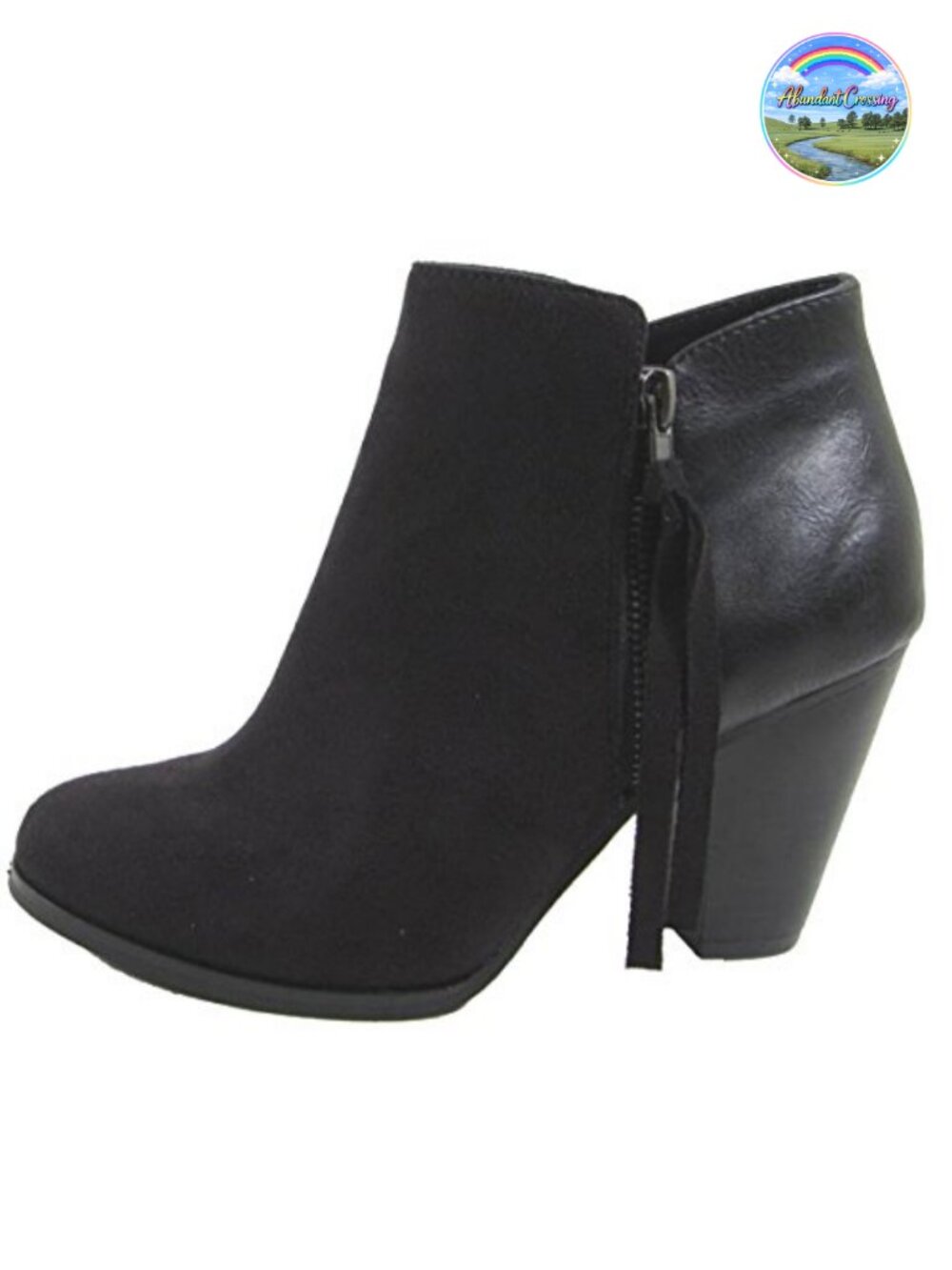 Tassel Zip Chunky Heel Ankle Bootie